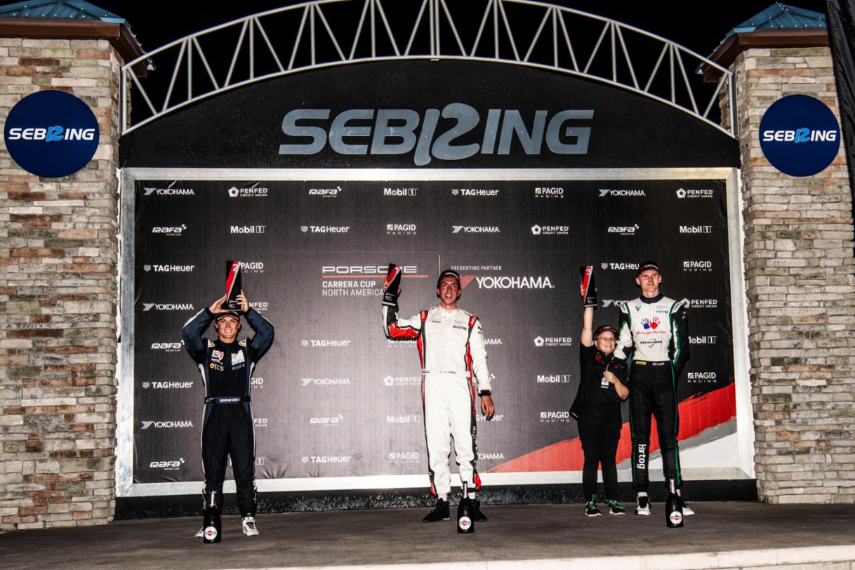 Sebring - PCCNA - Race 2 - Pro class podium - (L to R) Ryan Yardley-Gustav Burton-Loek Hartog