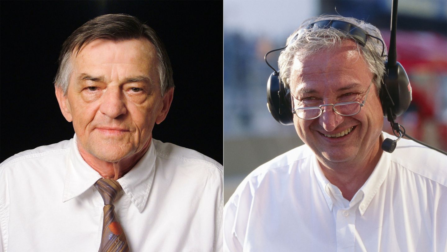 Hans Mezger, Norbert Singer, l-r, 2019, Porsche AG