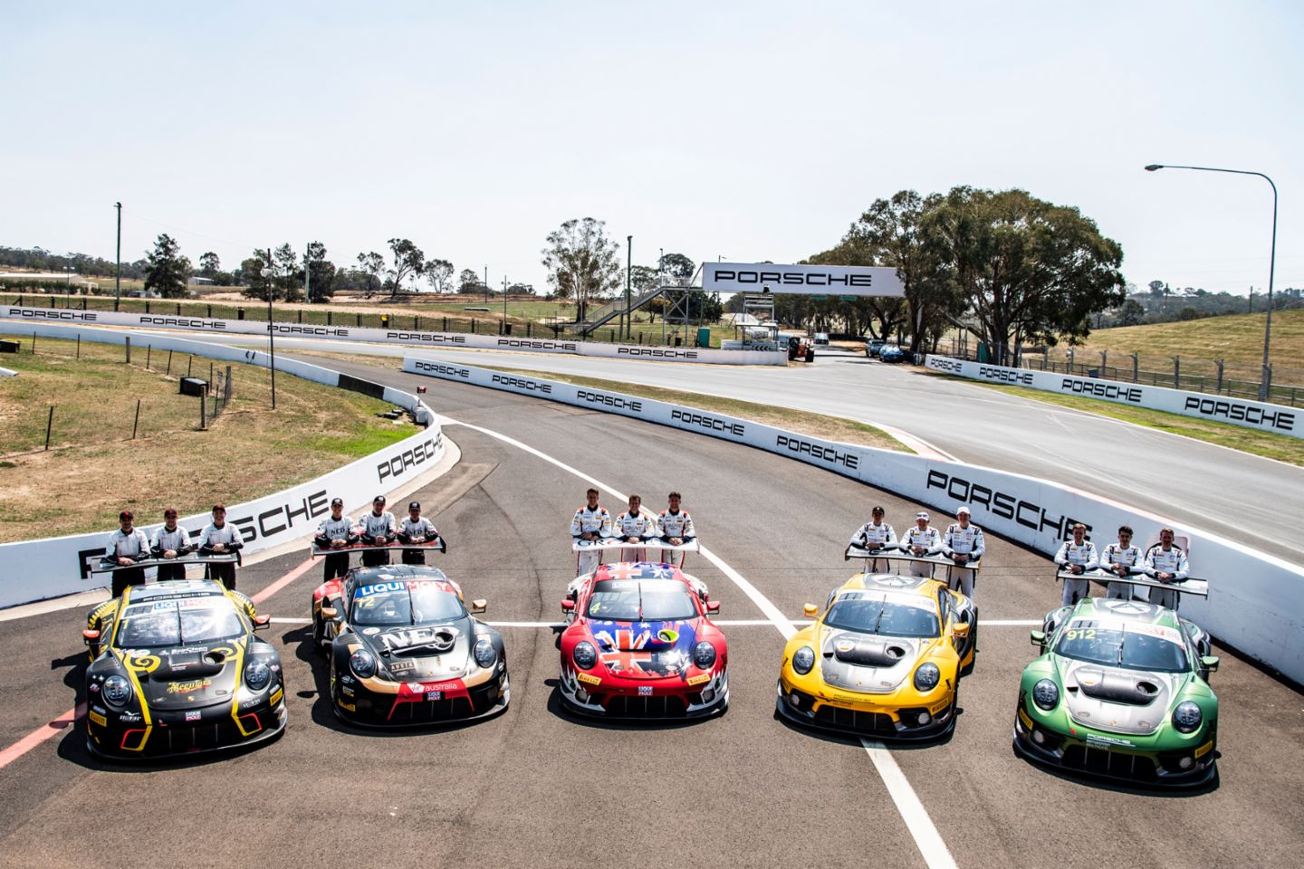 Porsche 911 GT3 R: EBM (1), NED Racing Team (12), Grove Racing (4), Absolute Racing (911, 912), l-r, 2020, PCNA 