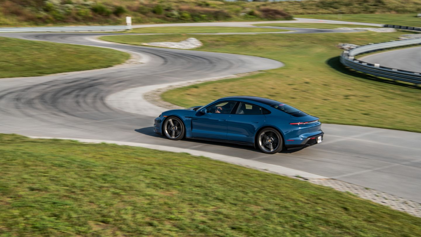 Taycan Turbo S, Neptune Blue, Porsche Experience Center Atlanta, 2021, PCNA