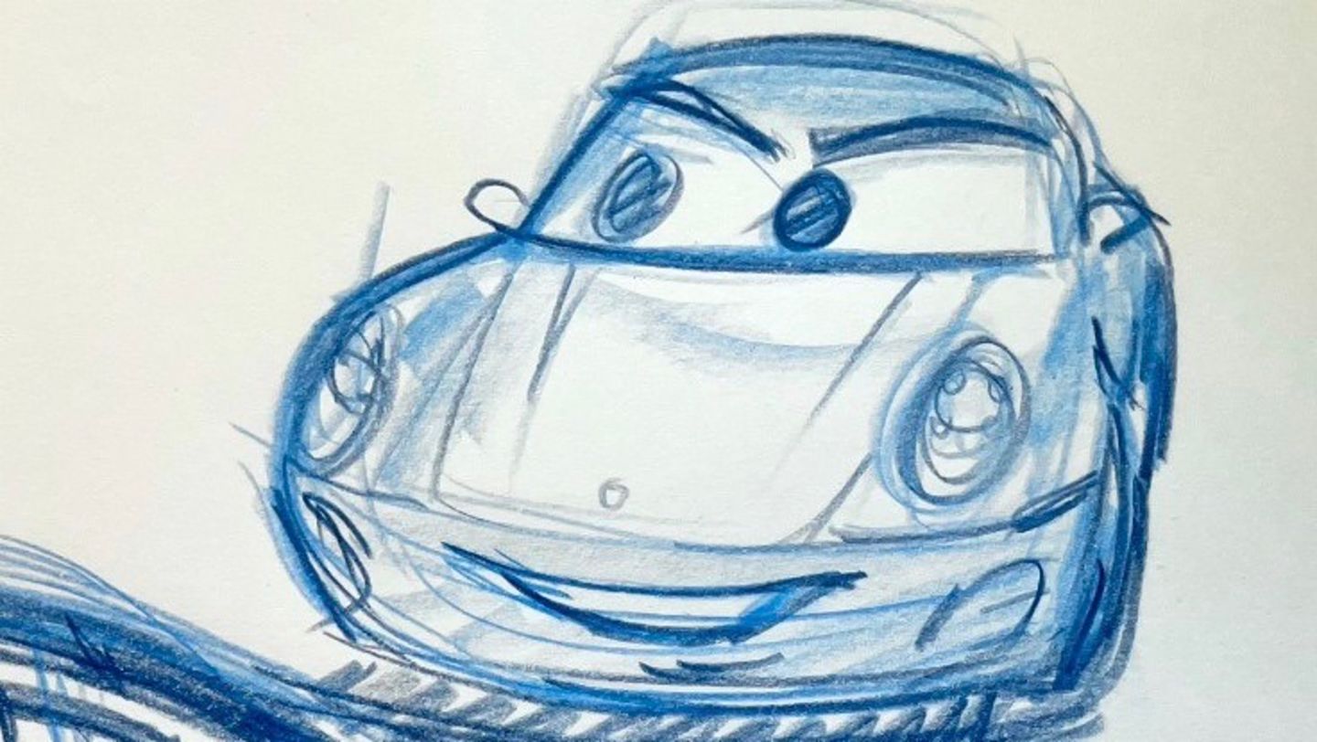 Sally Carrera, Original artwork by Bob Pauley, 2022, Porsche AG