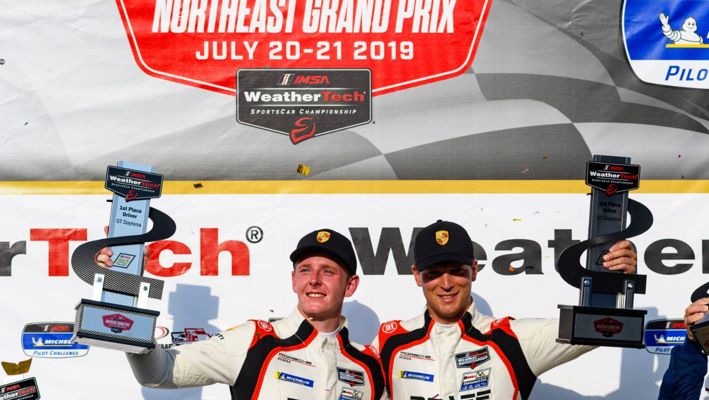 Pfaff Motorsports earns the first IMSA GTD class win for the Porsche 911 GT3 R at Lime Rock Park, 2019, PCNA