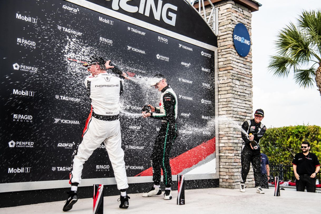 Sebring - PCCNA - Race 1 - Pro class podium - (L to R) Gustav Burton - Loek Hartog - Ryan Yardley
