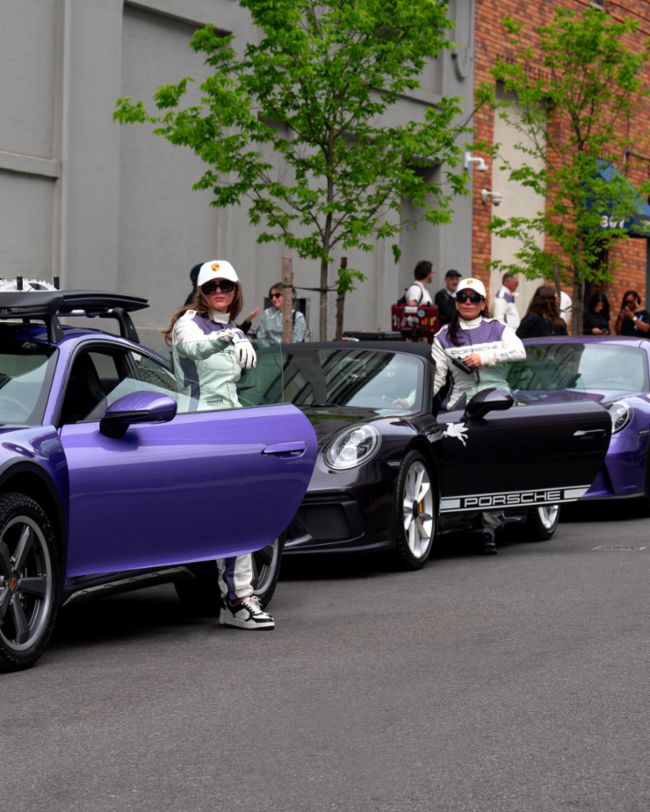 A parade of rare Porsches paints the streets of NYC purple