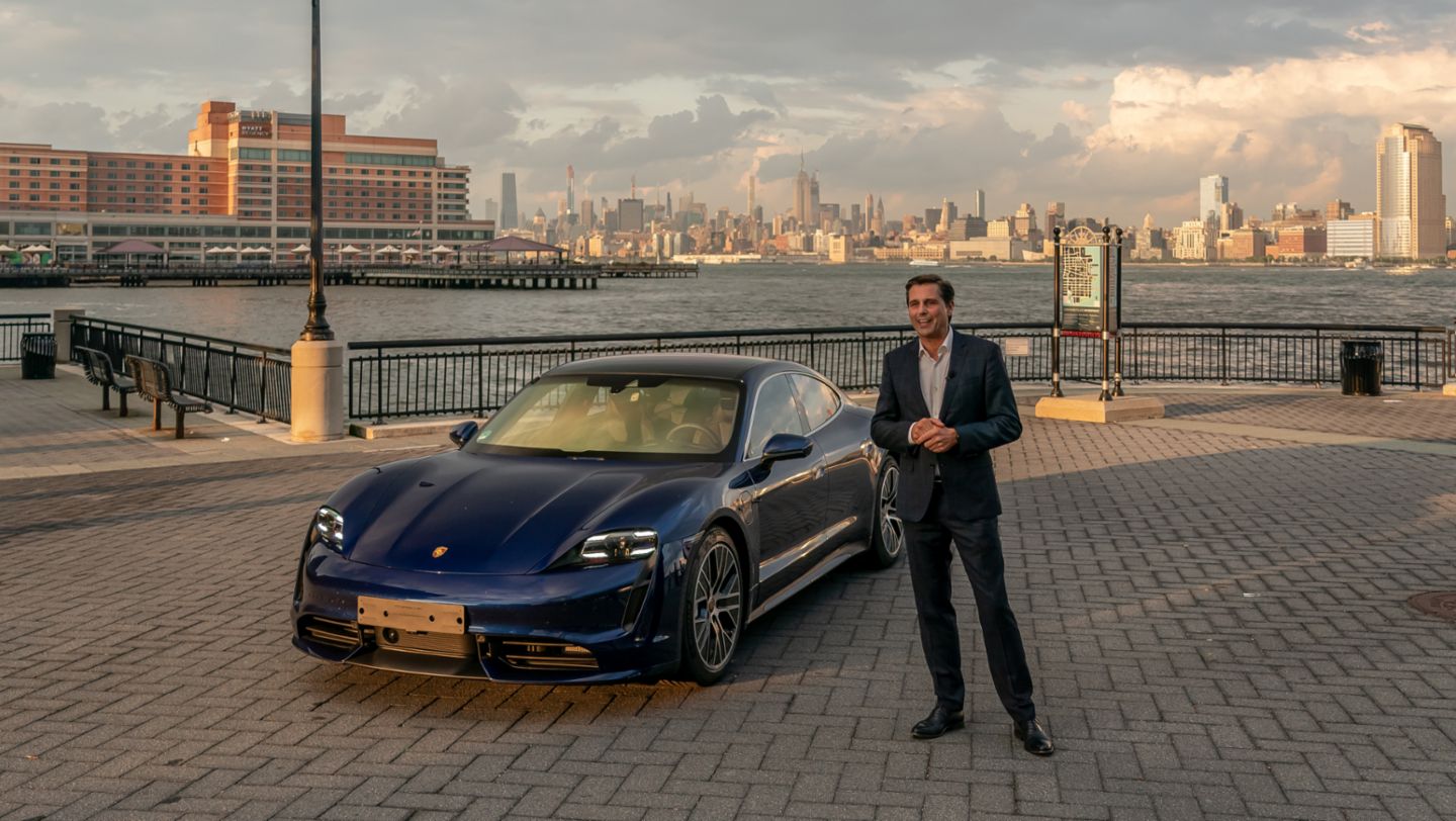 Klaus Zellmer, President and Chief Executive Officer of Porsche Cars North America, Inc. (PCNA), Taycan Turbo, New York, 2019, Porsche AG