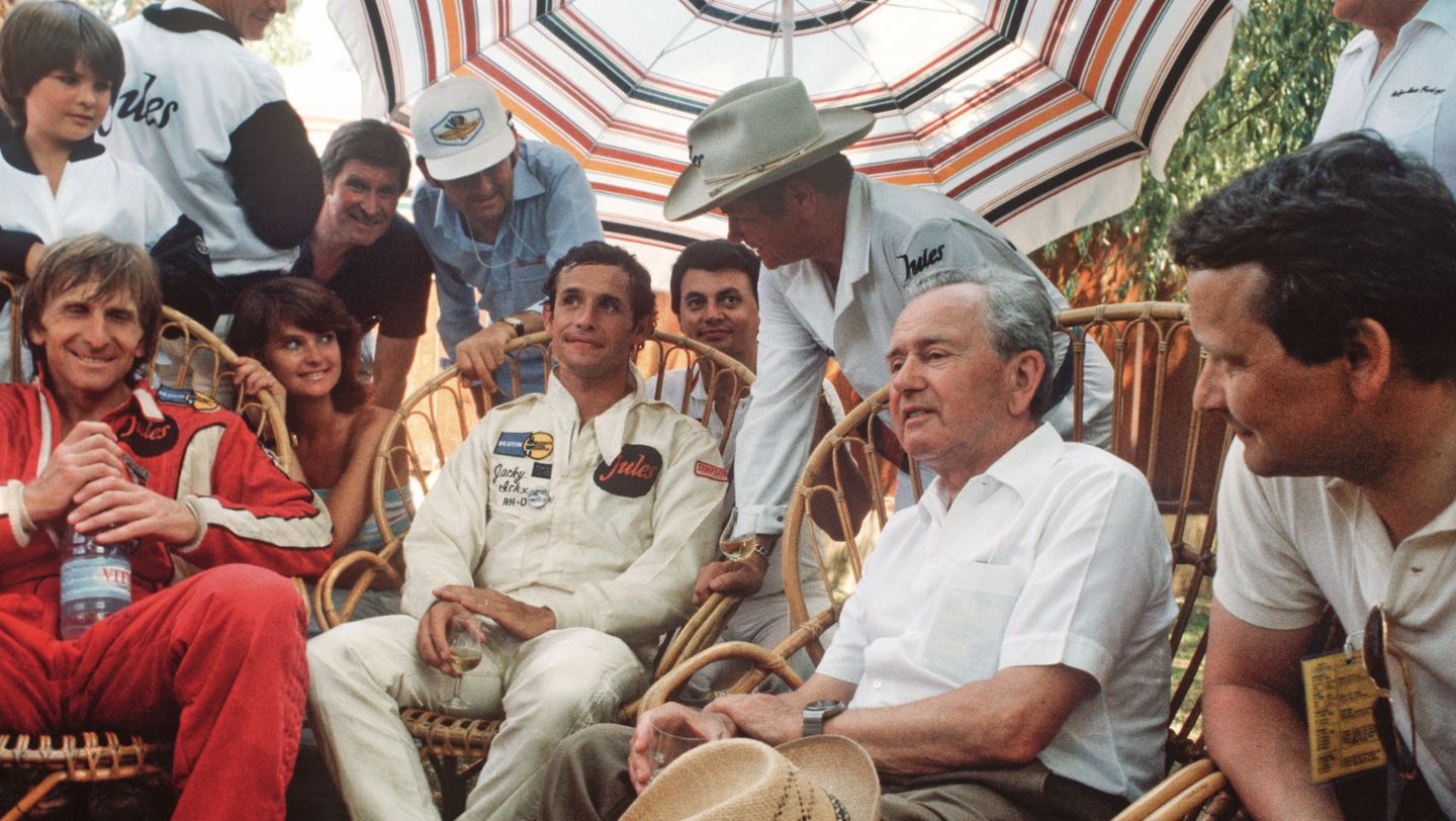 Derek Bell, Jacky Ickx, Dr. Wolfgang Porsche, l-r, Le Mans, 1981, Porsche AG