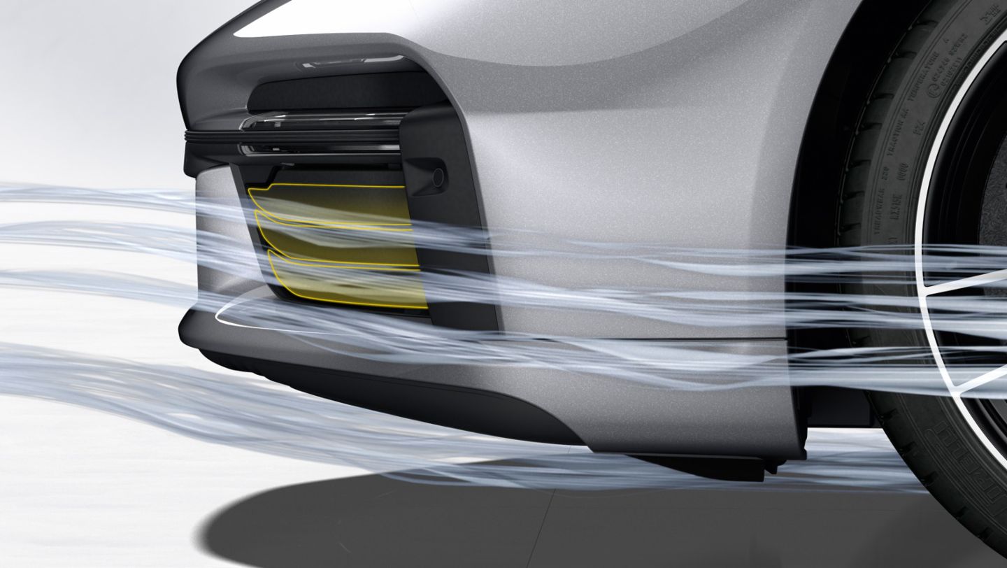 911 Turbo S, deflectores de aire de refrigeración, Porsche Active Aerodynamics (PAA), 2020, Porsche AG