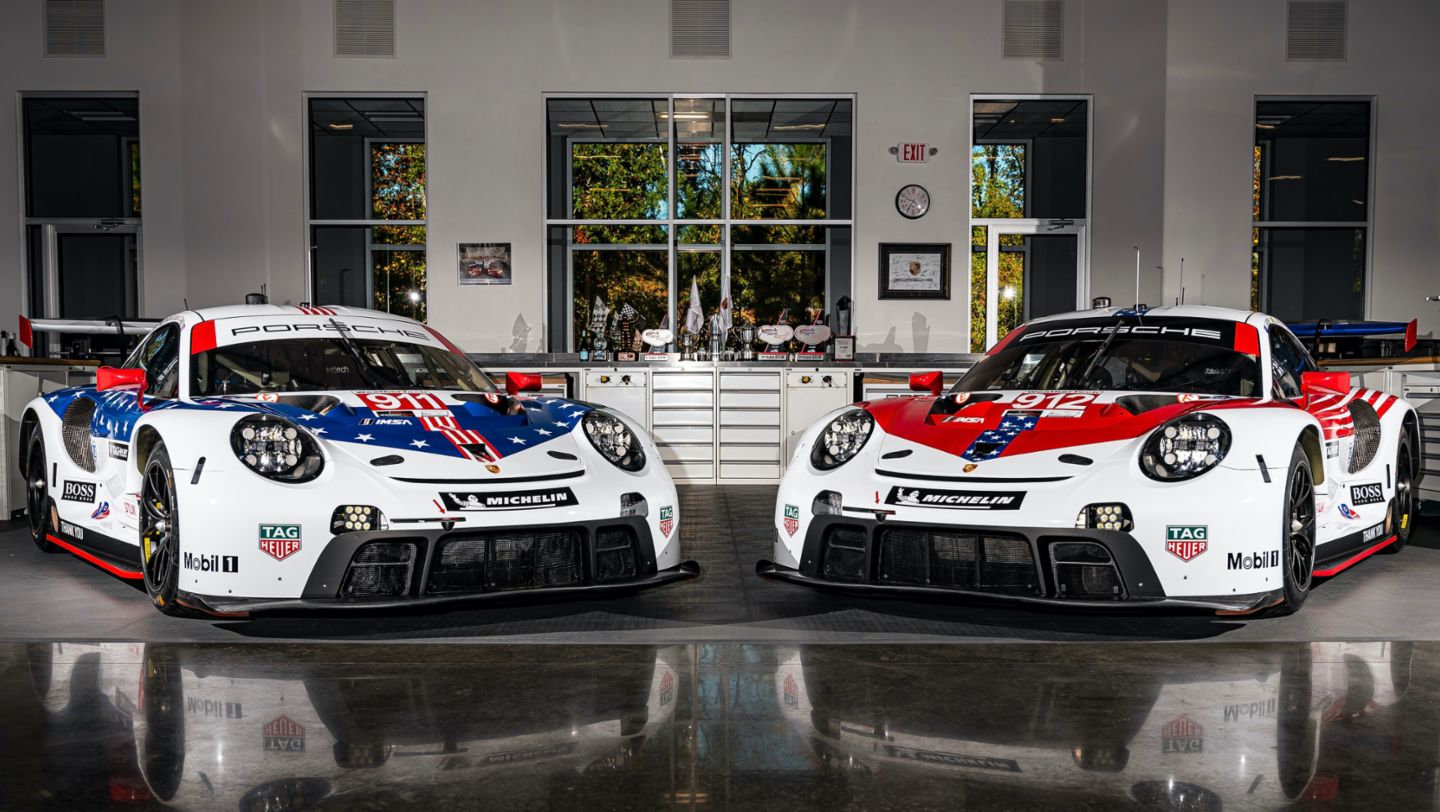 Porsche 911 RSR, spezielles Design zum Abschied aus der IMSA WeatherTech SportsCar Championship, 2020, Porsche AG