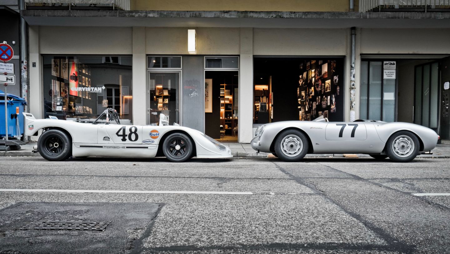 908/48, 550 Spyder, Pop-up store "Curvistan", Munich, Germany, 2021, Porsche AG