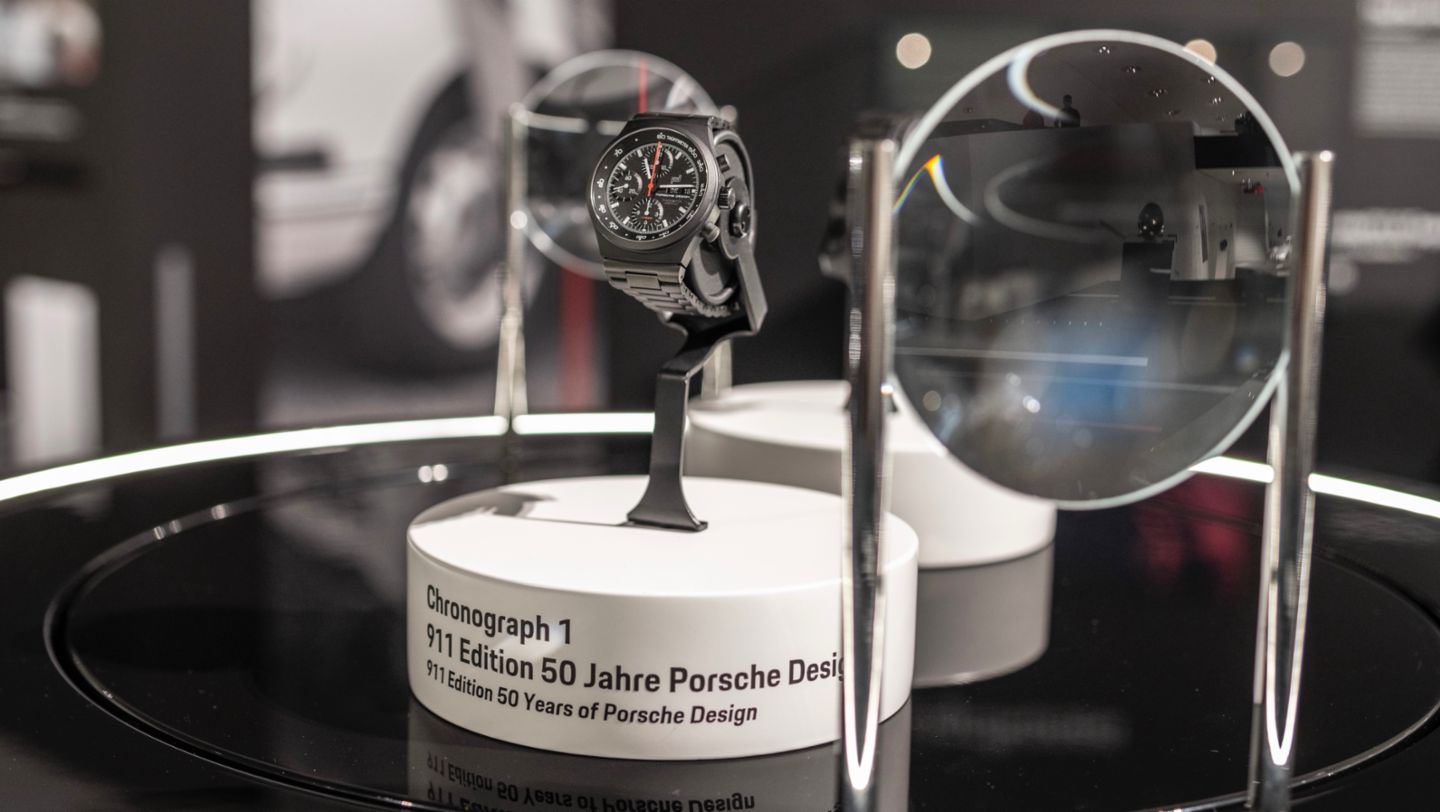Chronograph 1 - 911 Edition 50 years with Porsche Design, special exhibition 50 years with Porsche Design, Porsche Museum, 2022, Porsche AG