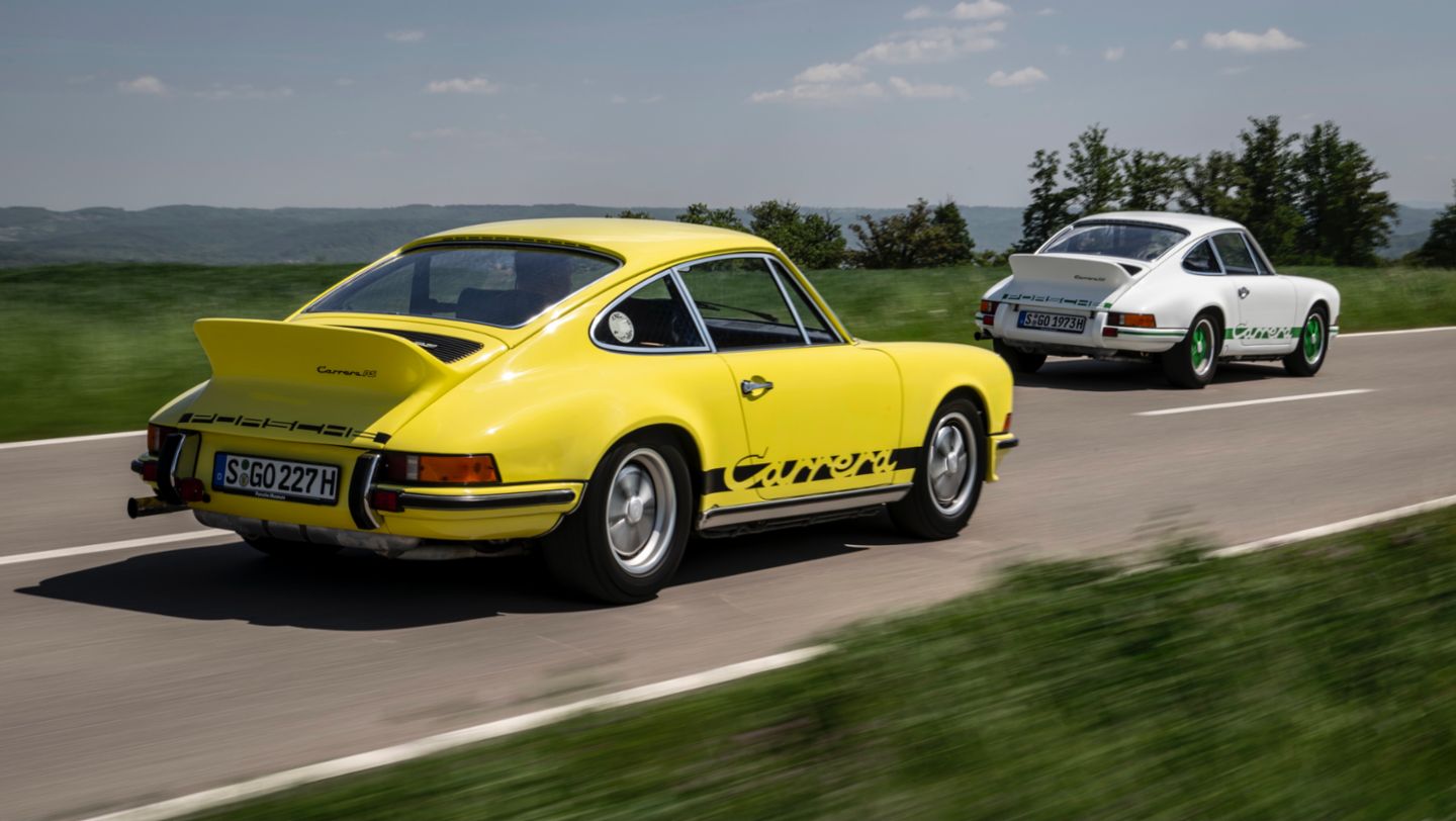 911 Carrera RS 2.7, touring and sport version (l-r), 2022, Porsche AG