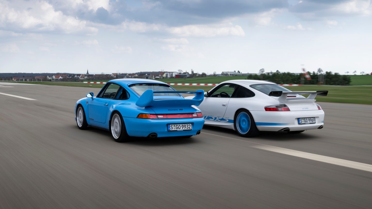 911 Carrera RS 3.8 Clubsport, 911 GT3 RS (l-r), 2022, Porsche AG