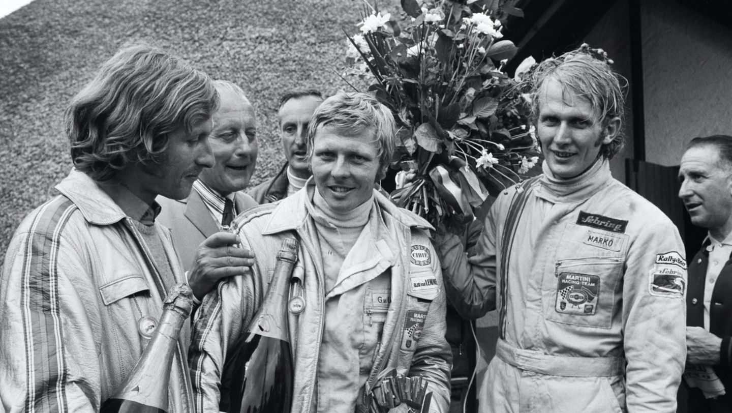 Gijs van Lennep, Helmut Marko (l-r), 24 Stunden Le Mans, 1971, Porsche AG