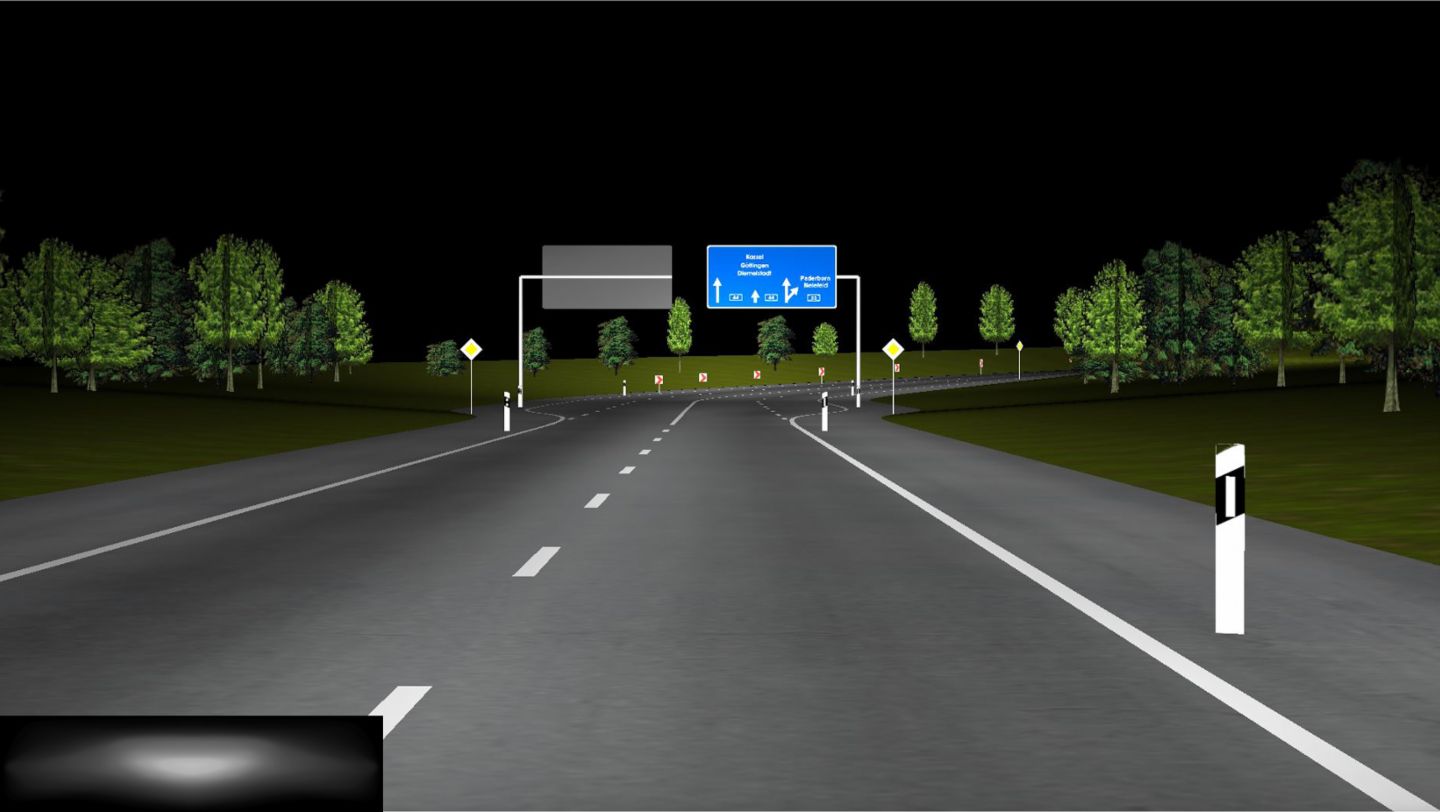 Luz de carretera con iluminación adicional de largo alcance, 2022, Porsche AG