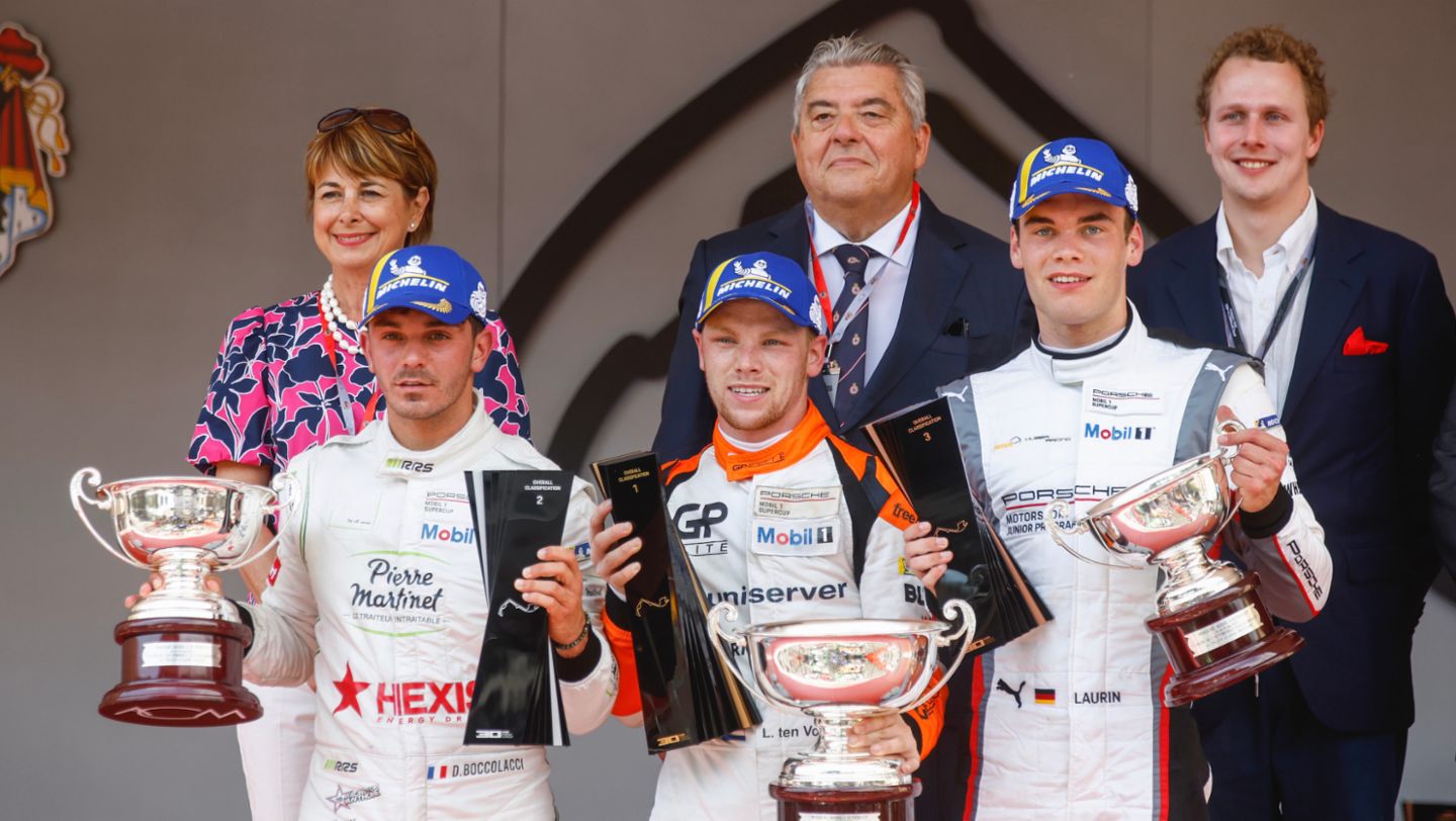 Dorian Boccolacci, Larry ten Voorde, Laurin Heinrich, Lauf 2, Porsche Mobil 1 Supercup 2022, Monte Carlo, Porsche AG