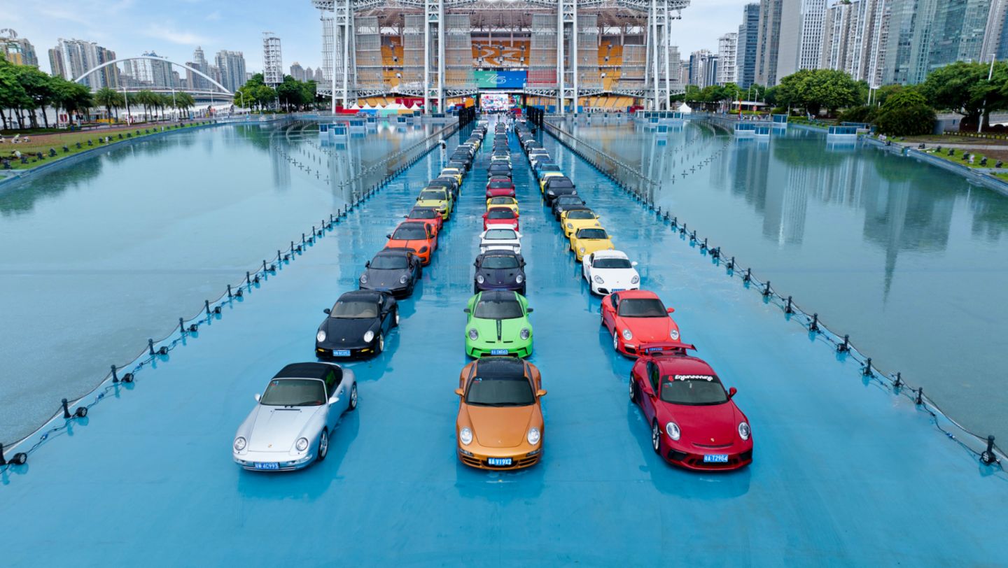 Porsche parade, Festival of Dreams, Haixinsha Asian Games Park, China, 2023, Porsche AG