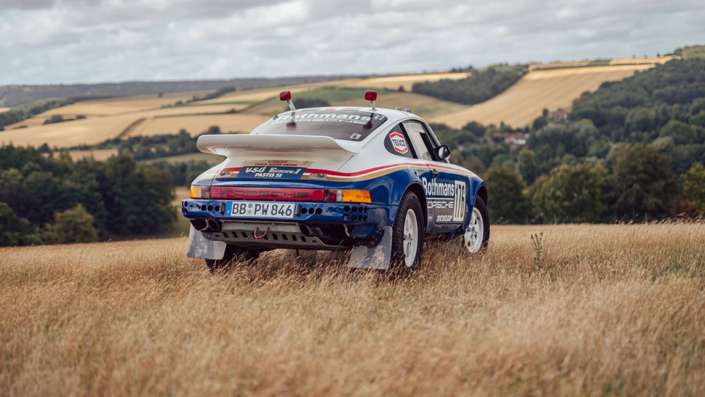 Porsche 911 Carrera 3.2 4x4 Paris-Dakar (953), Fahrveranstaltung für Journalisten, Festival of Speed, Goodwood, 2023, Porsche AG
