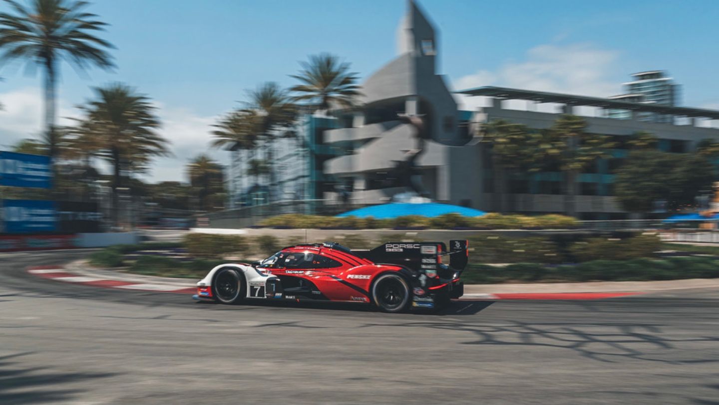 Porsche 963, Porsche Penske Motorsport (#7), Felipe Nasr (BR), Matt Campbell (AUS), IMSA, Long Beach, 2023, Porsche AG