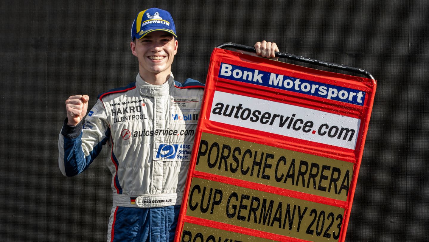 Theo Oeverhaus (D), CarTech Motorsport Bonk (#34), Porsche Carrera Cup Deutschland 2023, Gesamtsieger Rookie-Wertung, 2023, Porsche AG