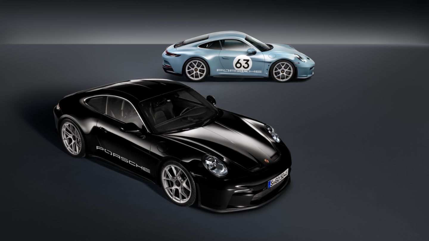 Porsche 911 S/T con pack Heritage Design (arriba) y Porsche 911 S/T, 2023, Porsche AG