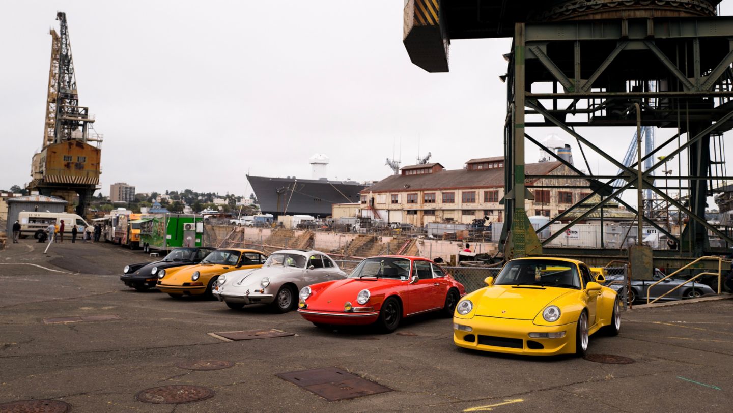 Klassische Porsche 911 und 356, Luftgekühlt 9, Mare Island, San Francisco, USA, 2023, Porsche AG