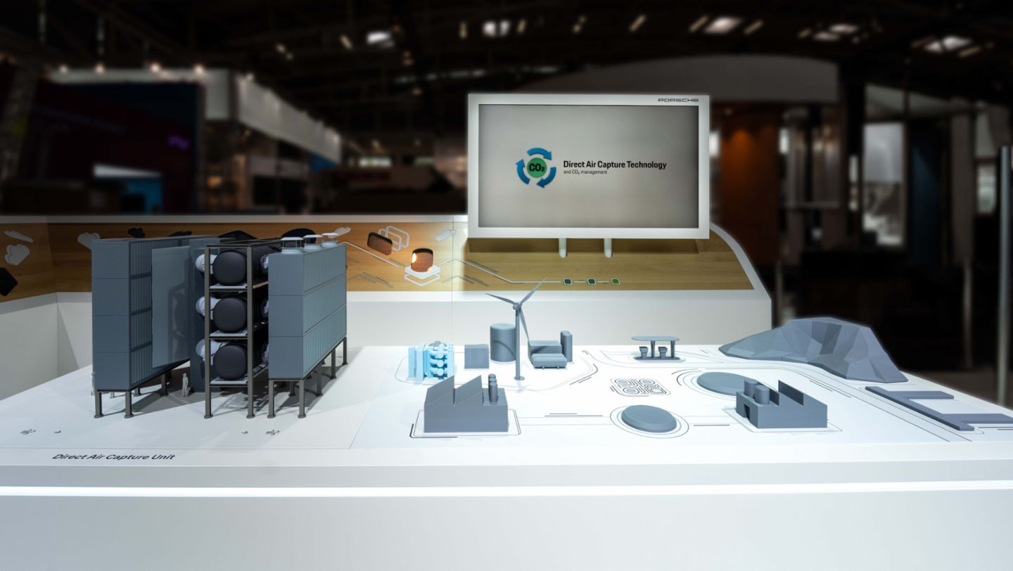 Model of a Direct Air Capture unit, VW Group stand at the IAA Summit, 2023, Porsche AG