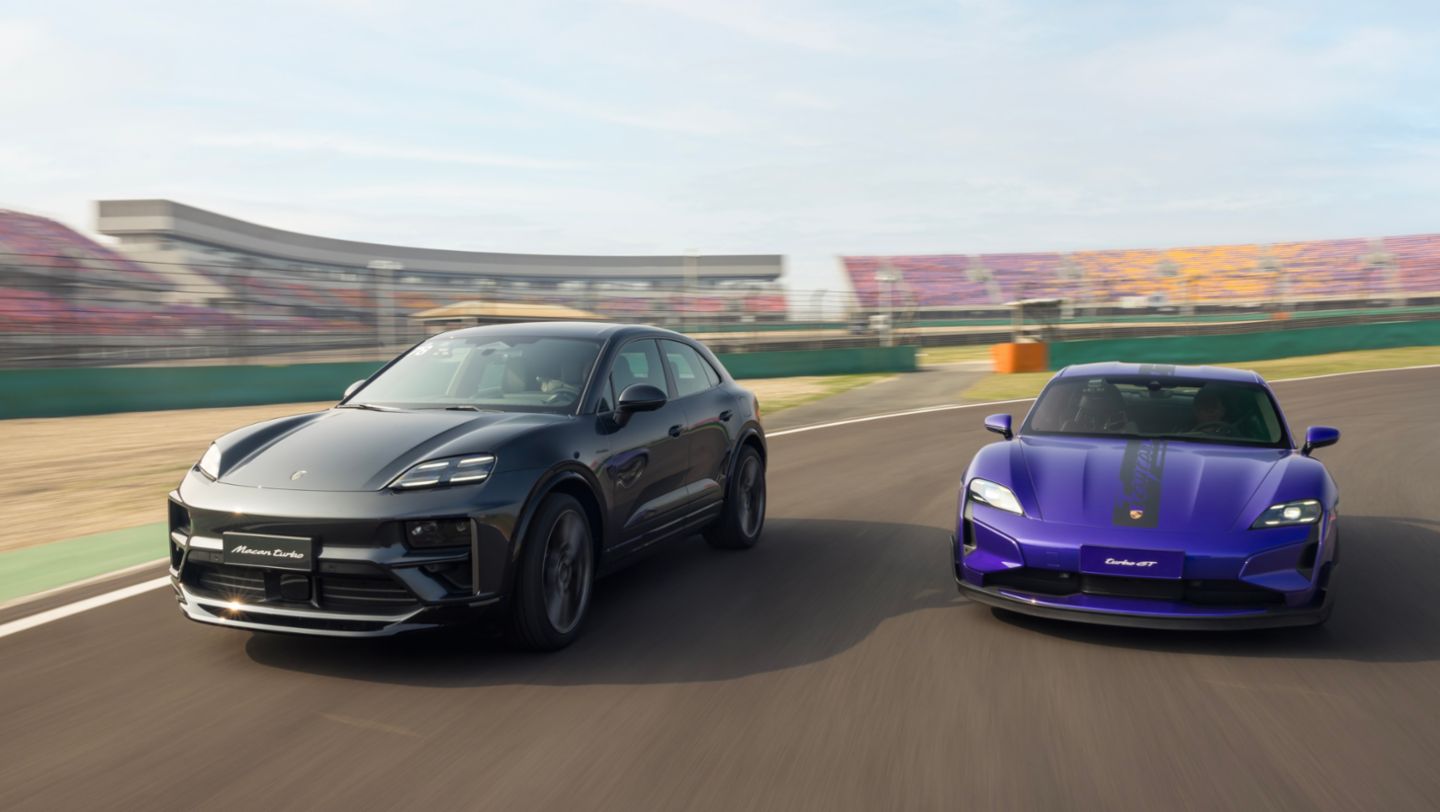 Macan Turbo Electric, Taycan Turbo GT with Weissach Package, Shanghai International Circuit, China, 2024, Porsche AG