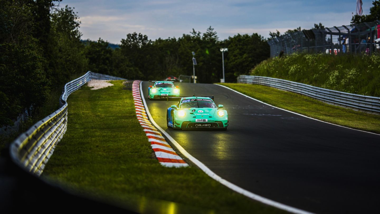  Julien Andlauer (F), Klaus Bachler (A), Sven Müller (D), Alessio Picariello (B), Porsche 911 GT3 R, Falken Motorsports (#33), ADAC 24h Nürburgring Qualifiers, 24-hour race, Nürburgring, Germany, 2024, Porsche AG