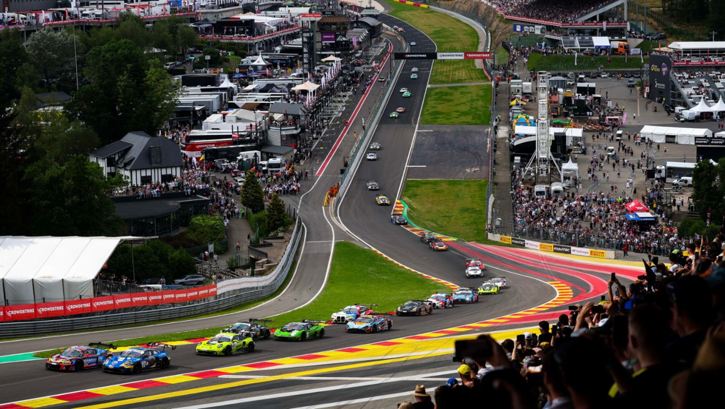 Phantom Global Racing (#23), Joel Eriksson (S), Jaxon Evans (NZ), Thomas Preining (A), Porsche 911 GT3 R, 24 Hours of Spa-Francorchamps, Spa, Belgium, 2024, Porsche AG