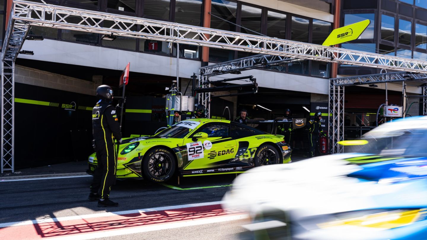 Porsche 911 GT3 R, SSR Herberth (#92), Mathieu Jaminet (F), Matt Campbell (AUS), Frederic Makowiecki (F), 24h Spa-Francorchamps, Superpole, Belgium, 2024, Porsche AG