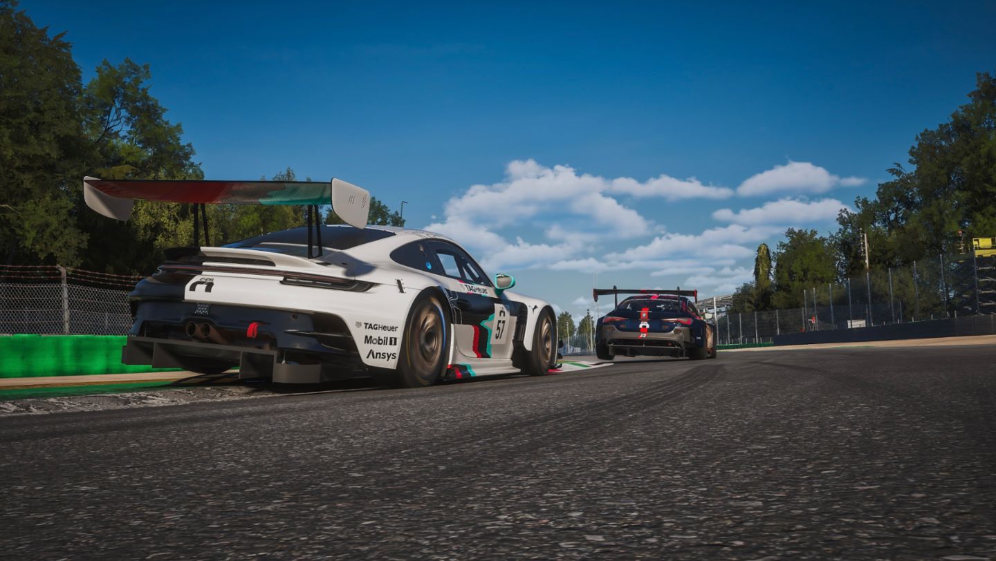 Porsche 911 GT3 R, Charlie Collins (UK), Mitchell deJong (USA), Joshua Rogers (AUS), Dayne Warren (AUS), Esports ESL R1, Monza (ITA), Porsche Coanda Esports Racing Team, 2024, Porsche AG