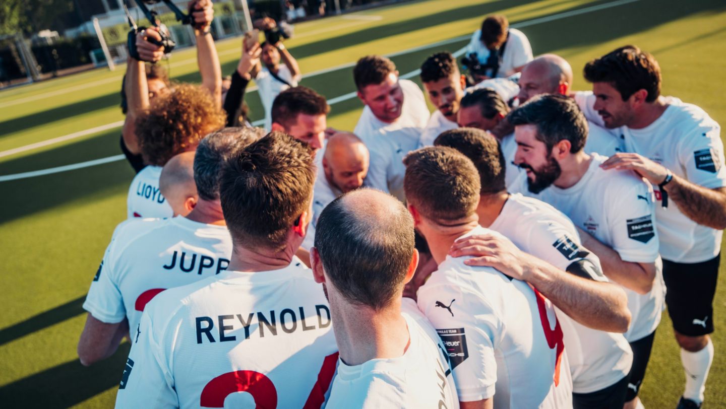 Football match TAG Heuer Formula E team vs. Andretti Formula E team, Berlin, Germany, 2024, Porsche AG