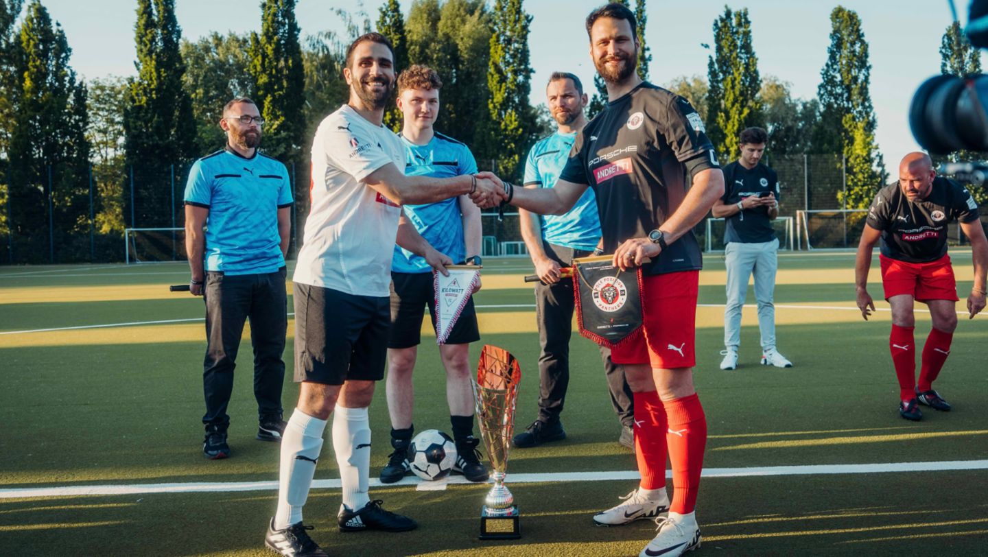 Football match TAG Heuer Formula E team vs. Andretti Formula E team, Berlin, Germany, 2024, Porsche AG
