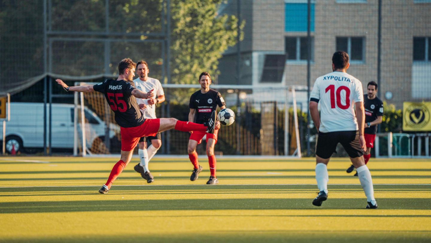 Football match TAG Heuer Formula E team vs. Andretti Formula E team, Berlin, Germany, 2024, Porsche AG
