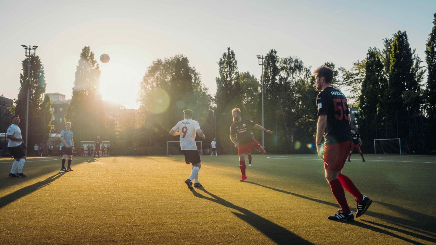 Football match TAG Heuer Formula E team vs. Andretti Formula E team, Berlin, Germany, 2024, Porsche AG