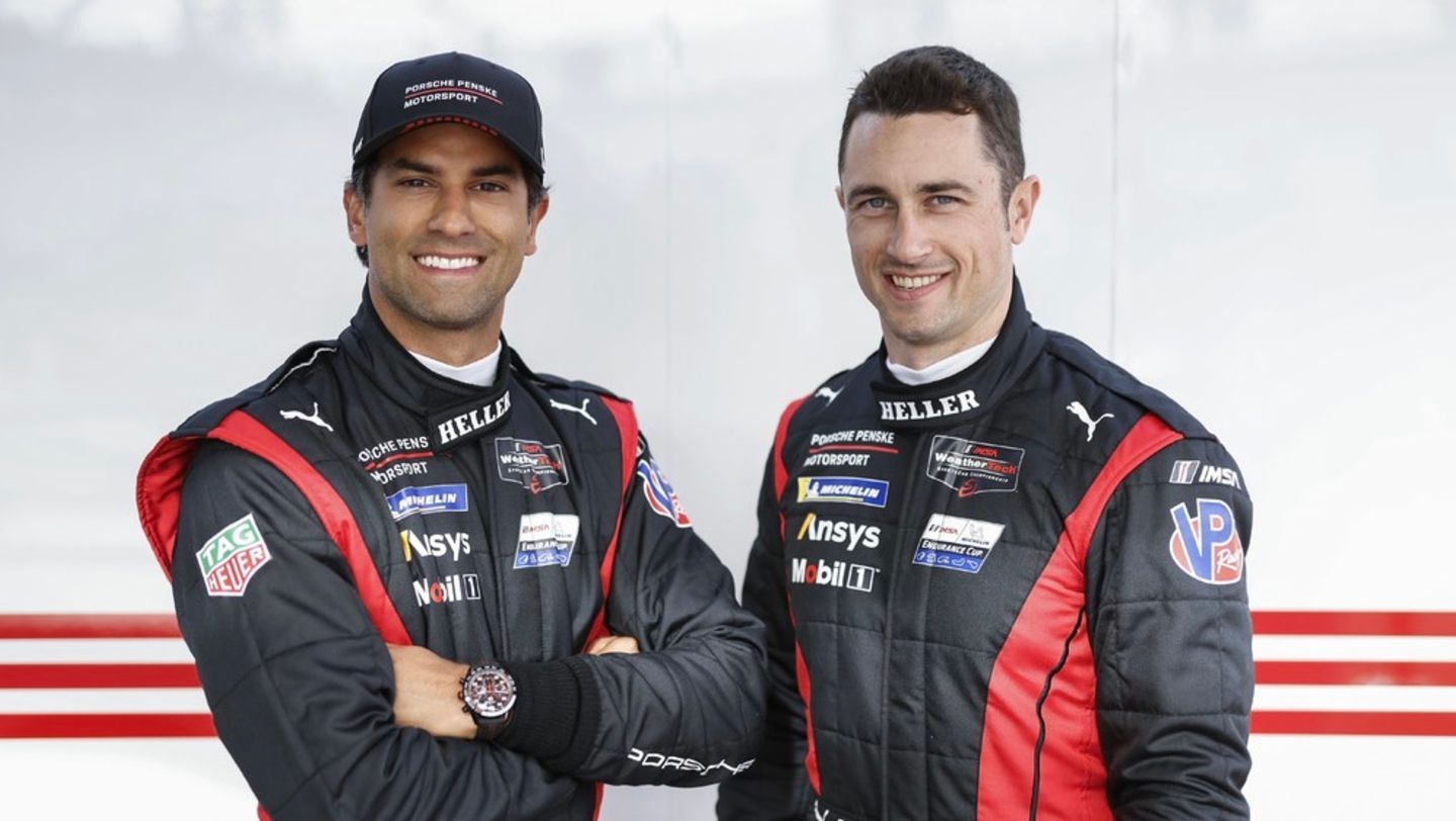 Felipe Nasr (BR), Dane Cameron (USA), Porsche Penske Motorsport (#7) (l-r), IMSA WeatherTech SportsCar Championship, Race 11, Braselton (USA), 2024, Porsche AG