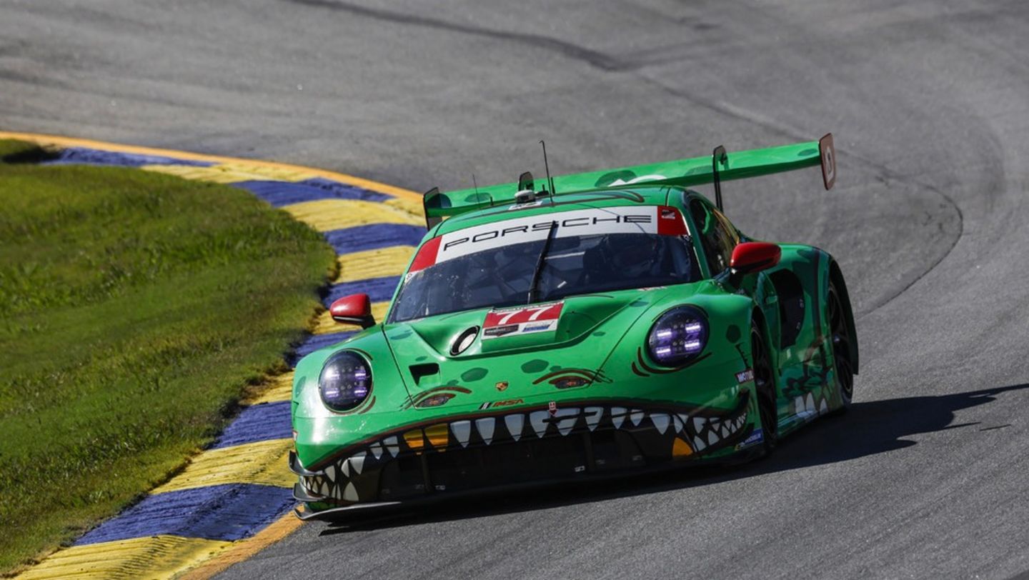 Laurin Heinrich (D), Michael Christensen (DK), Julien Andlauer (F), AO Racing (#77), Porsche 911 GT3 R, IMSA WeatherTech SportsCar Championship, Race 11, Braselton (USA), 2024, Porsche AG