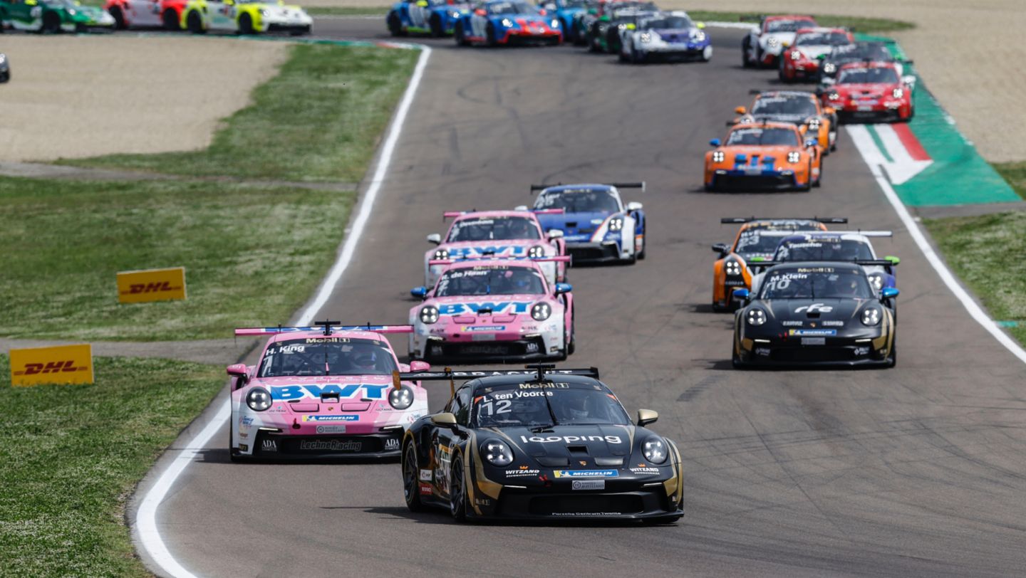 Porsche 911 GT3 Cup, Larry ten Voorde (PB), Schumacher CLRT (nº 12), carrera, Ímola, Porsche Mobil 1 Supercup, 2024, Porsche AG