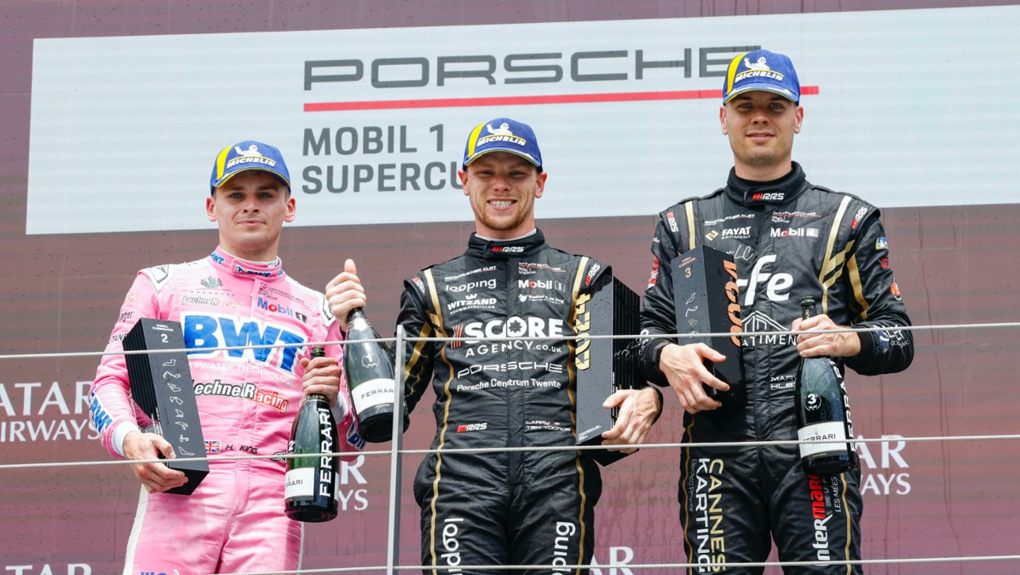 BWT Lechner Racing (#1), Harry King (UK), Schumacher CLRT (#12), Larry ten Voorde (NL), Schumacher CLRT (#10), Marvin Klein (F), Porsche Mobil 1 Supercup 2024, Spielberg, Austria, 2024, Porsche AG