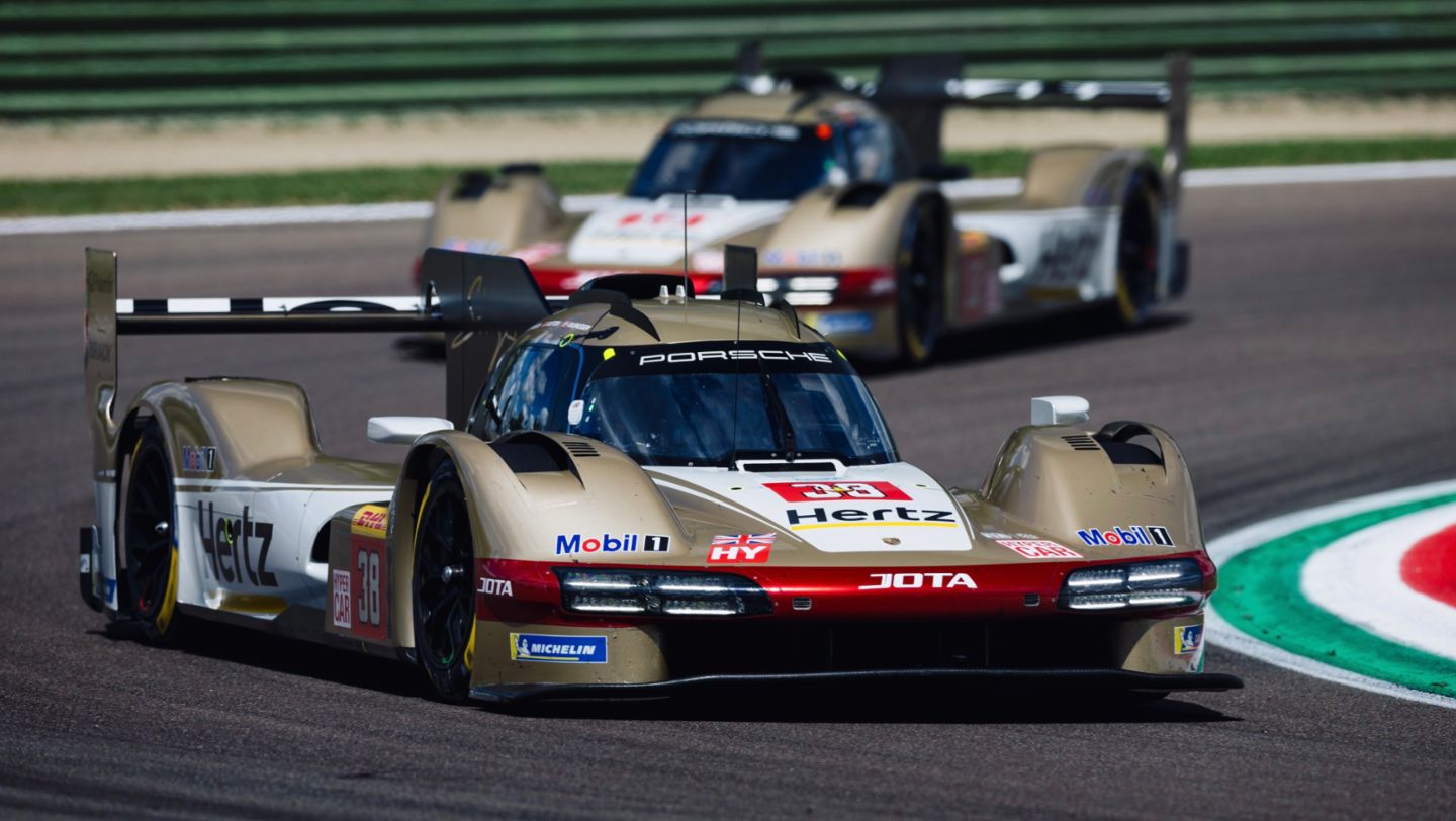 Jenson Button (UK), Phil Hanson (UK), Oliver Rasmussen (DK), Porsche 963, Hertz Team Jota (#38), Italy/Imola, 2024, Porsche AG