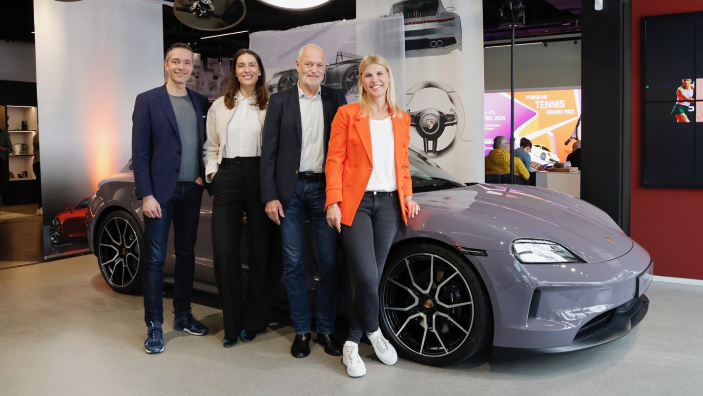 Sebastian Rudolph, Andrea Petkovic, Markus Günthardt, Anke Huber, Press Conference, Porsche Tennis Grand Prix, 2024, Porsche AG