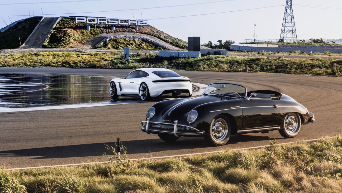 Mission E, 356A Speedster, l-r, Porsche Experience Center Los Angeles, 2018, Porsche AG
