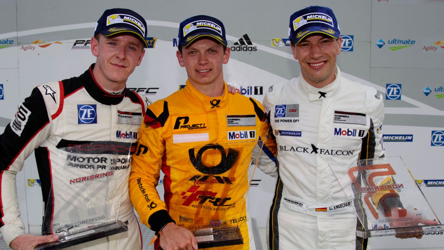 Dennis Olsen, Nick Yelloly, Christian Engelhart, Porsche Carrera Cup Deutschland, Race 7, Norisring 2017, Porsche AG