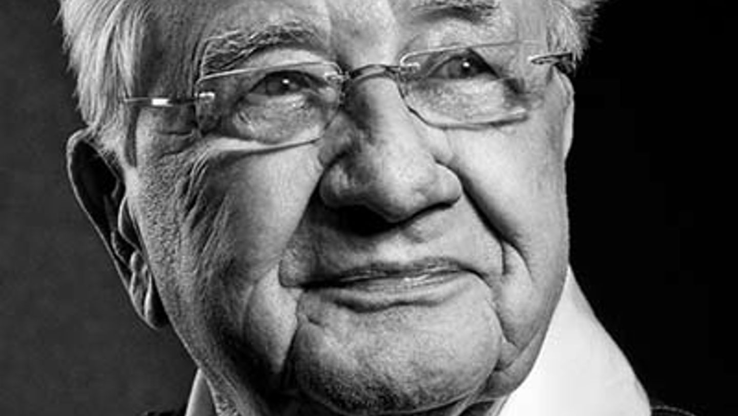 Hans Herrmann, former race car driver, 2014, Porsche AG