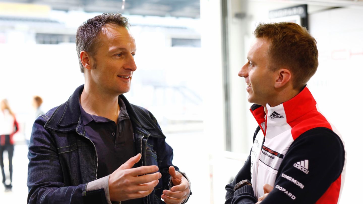 Matthias Maurer, Astronaut, Timo Bernhard, Porsche LMP1-Pilot, l-r, 2017, Porsche AG