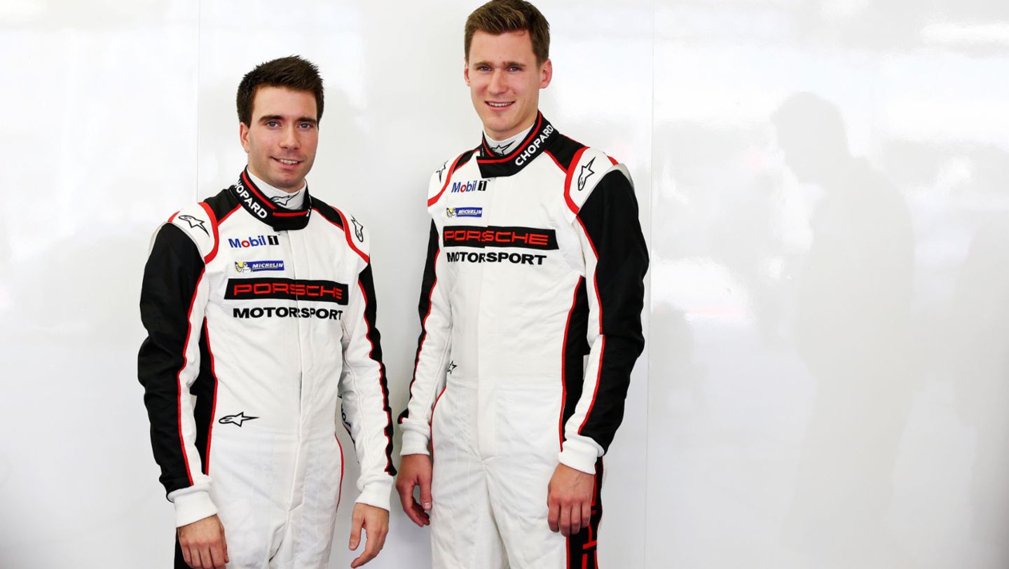 Philipp Eng, Nick Catsburg, l-r, Rookie-Test, WEC Bahrain, 2015, Porsche AG