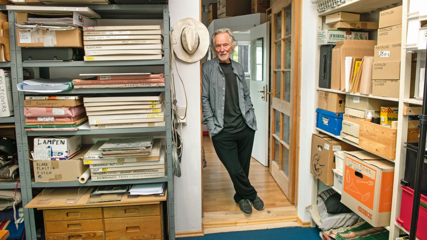Klaus Voormann in his studio, 2016, Porsche AG