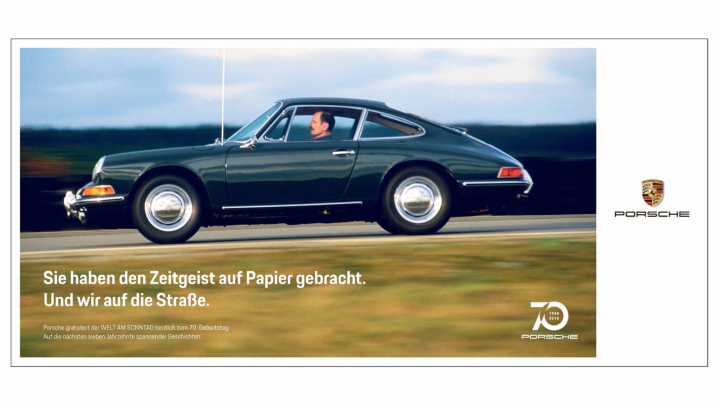 Printkampagne: Porsche und Welt am Sonntag in Aktion vereint, 2018, Porsche AG