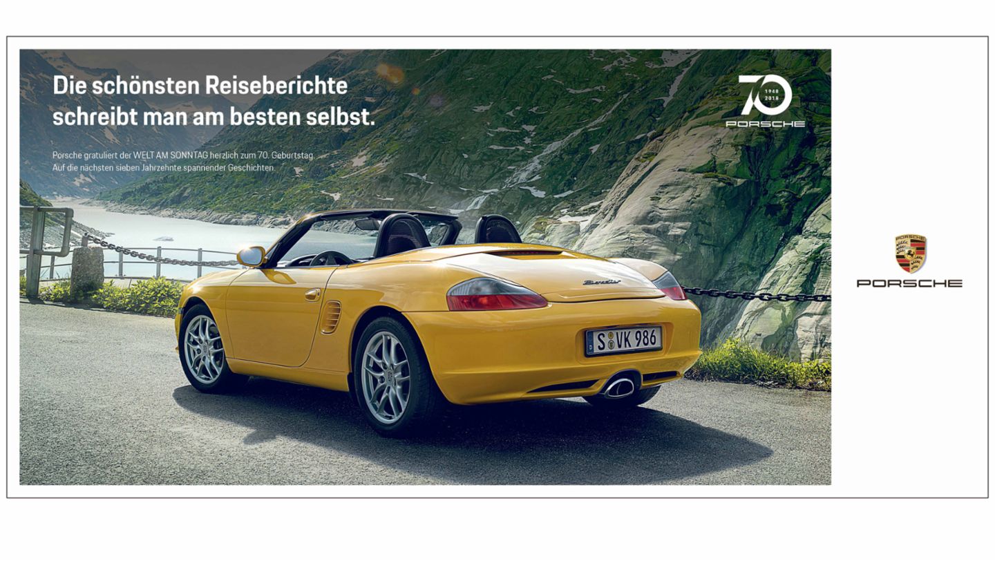 Printkampagne: Porsche und Welt am Sonntag in Aktion vereint, 2018, Porsche AG