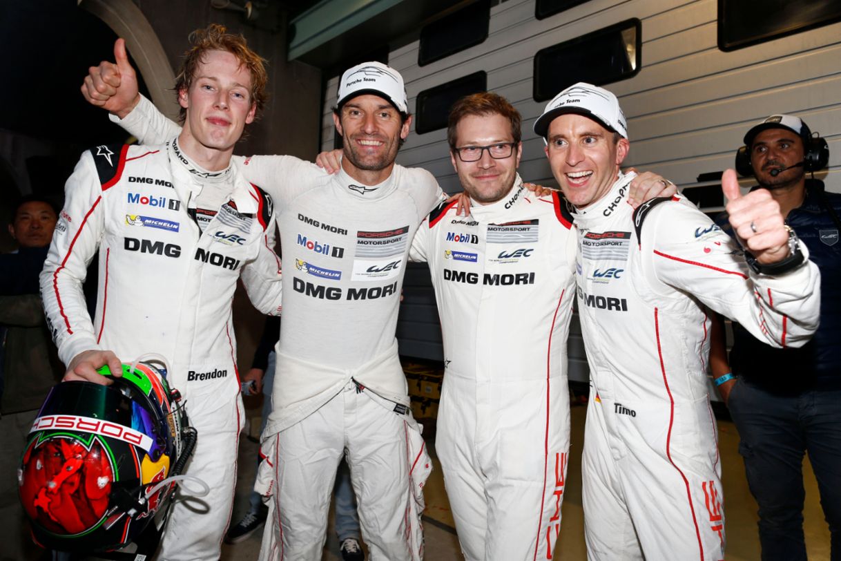 Shanghai (CN) 2016: Porsche Team: Brendon Hartley, Mark Webber, Andreas Seidl, Team Principal Porsche Team, Timo Bernhard (l-r)
